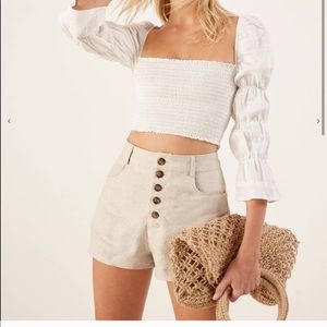 very cute xs high waisted linen reformation shorts